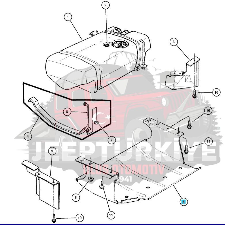 GRAND CHEROKEE ZJ GASOLINE TANK GUARD 1993/1998 52018436